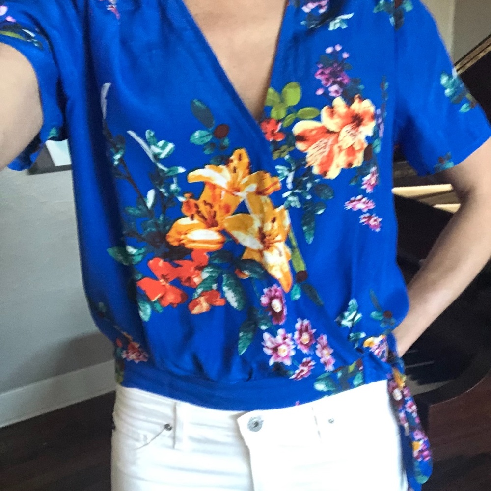 Tropical Faux Wrap Top